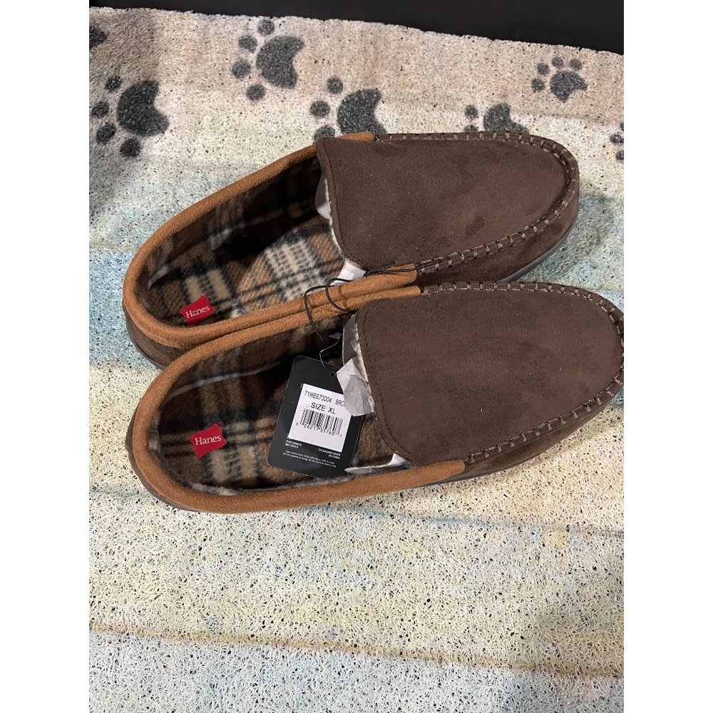 Hanes Mens Microsuede Memory Foam Slippers Brown Size: XL/11